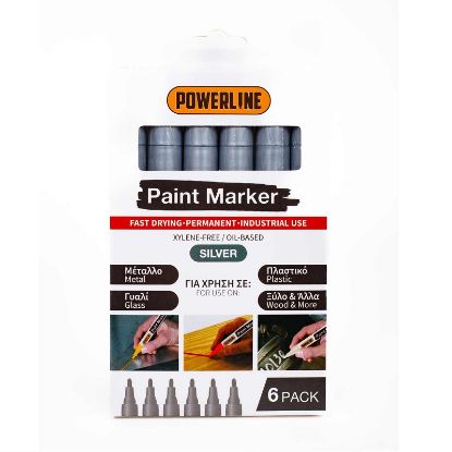 Picture of POWERLINE PAINT MARKER PENS SILVER 6PCS PACK