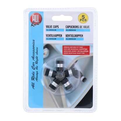 Picture of ALLRIDE VALVE CAPS BLACK/SILVER ALUMINUM (5PCS)