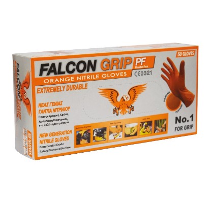 Εικόνα της FALCON GRIP NITRILE ORANGE (XL) GLOVES 50PCS