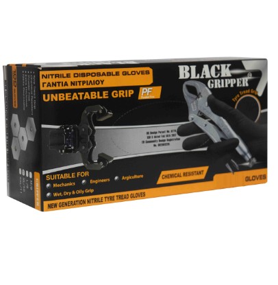 Εικόνα της BLACK GRIPPER NITRILE GLOVES  (L) 50PCS