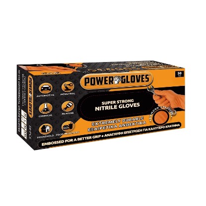 Εικόνα της POWER GLOVES NITRILE ORANGE MEDIUM 50PCS